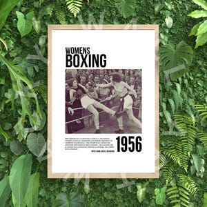 Impresión de carteles vintage de boxeo femenino, blanco y negro, década de 1960, juegos deportivos feministas, derechos de las mujeres, mujer, nueva sala de estar en casa, paquete