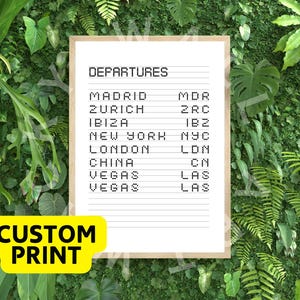 Stampa poster personalizzata sul tabellone della sala partenze - Coppia di sposi in vacanza, fidanzato e partner, simpatico ricordo di viaggio, matrimonio - ritorno a casa anno sabbatico all'università