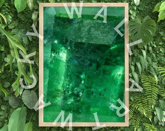 Stampa di poster con pietre preziose portafortuna, opere d&#39;arte fotografiche di pietre preziose, decorazioni da parete in cristallo di quarzo smeraldo, compleanni e idea di buona fortuna