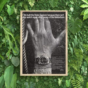 Vintage Black & White Watch Advertisement Poster Print Multiple Sizes, canvas, vinyl, framed Home Decor Old Living Room Artwork Popular Art