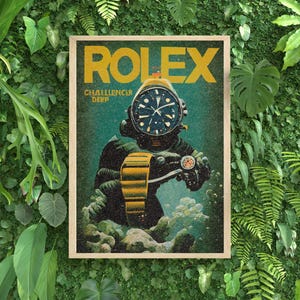 Vintage Green submariner Watch Advertisement Poster Print - Multiple Sizes, canvas, vinyl, framed Home Decor Old Living Room Artwork Popular