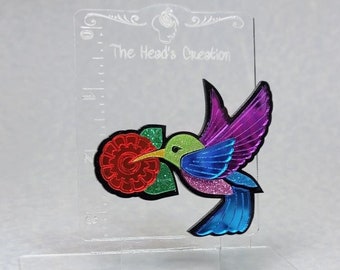 Vibrant Hummingbird Acrylic Pin Brooch