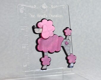 Fancy Pink Poodle Acrylic Pin Brooch