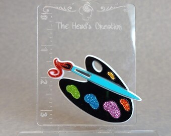 Paint Palette Sparkle Acrylic Pin Brooch