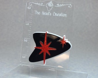 Retro Classic Flair Acrylic Pin Brooch Red Black