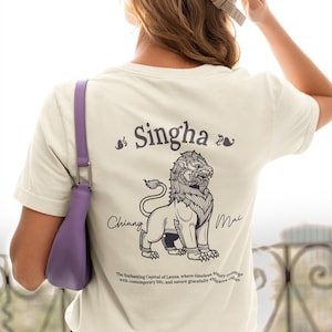 Lanna Lion Pride: Oversized Chiang Mai Singha Tee for Heritage Lovers, Unisex Oversized Top, Thai Lion Graphic Shirt, Thailand Souvenir Gift