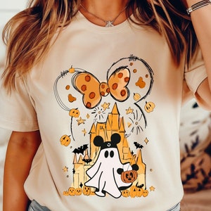 Mickey Ghost Sweatshirt, Disney Watercolor Castle Shirt, Halloween Castle Shirt,Disney Halloween Shirt, Minnie Halloween Shirt, Disney Shirt