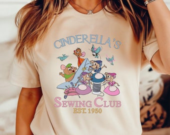 Vintage Cinderella Sewing Club Tee, Disney Character Shirt