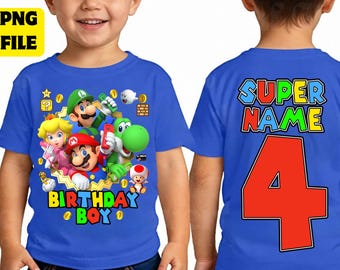 PNG di compleanno Super Mario personalizzato: design personalizzato per la festa di Super Mario (download digitale)