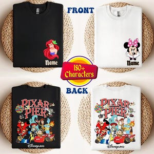 Custom Disney All Characters T-Shirt,Disneyland Family Trip T-Shirt,Mickey and Co Shirt,Disney Family Matching Trip Shirts,Pixar Pier Shirt