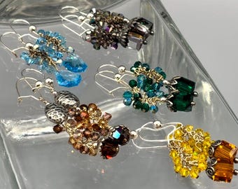 Swarovski Crystal Sterling Silver Drop Earrings, Cascading Sparkle