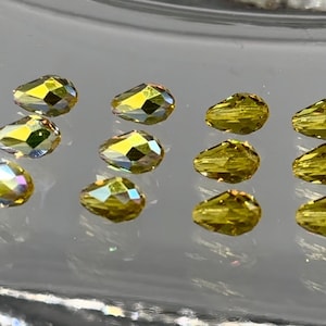 12 Swarovski 5500 Teardrop Beads @9x6mm in 2 Colors - Lime & Lime AB - Vintage Beads