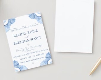 Coastal Scallop Wedding Invitation Template