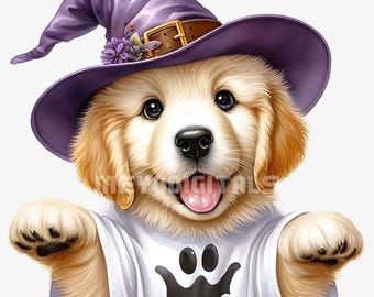 Golden Retriever Ghost Png, Halloween Puppy Clipart, Cute Halloween Dog ...