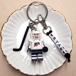 Personalized ice hockey keychain birthday gift ice hockey coach gift ice hockey christmas gift ice hockey bag tag hockey team manager gift
