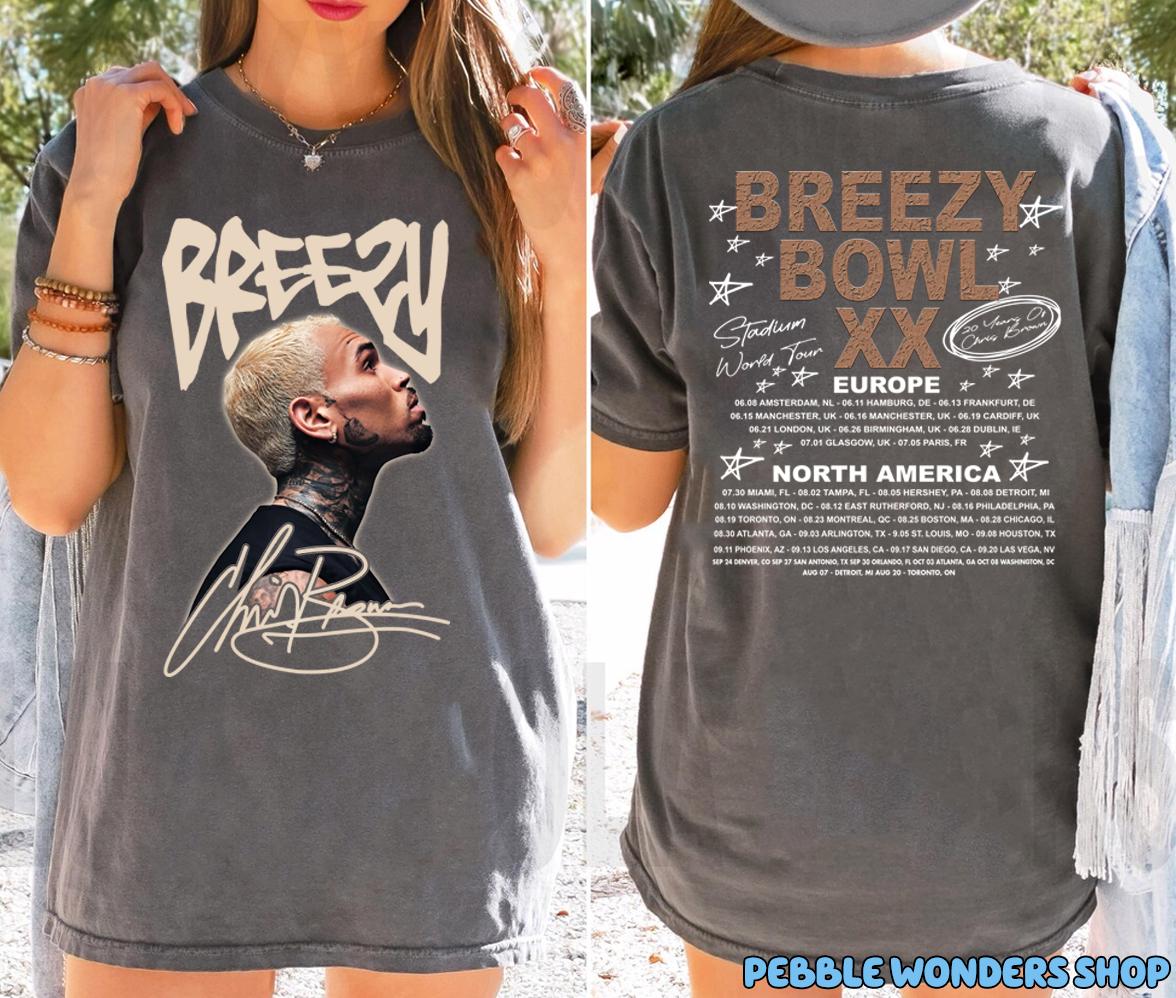Chris Brown Shirt, Chris Brown Album Shirt, Breezy Bowl XX Tour 2 Sided Tee, Chris Brown Merch Shirt, CB Tour 2025 Shirt, Breezy Bowl Tee