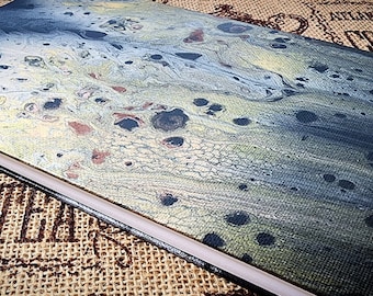 Handmade Hard Cover Journal with Original Fluid Art Canvas Cover