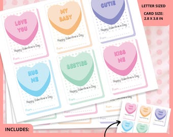 Conversation Hearts Valentine Cards: Tween/Teen Printable (Canva Template)