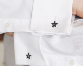 Geometric Star Silver Cufflinks - Graduation cufflinks gift for him