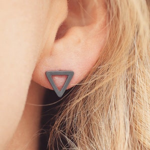 Triangle earrings Geometric studs image 1