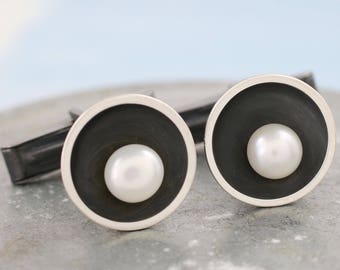 Pearl Cufflinks. 30th Anniversary Gift For Him
