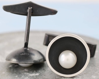 Pearl Cufflinks. 30th Anniversary Gift For Him