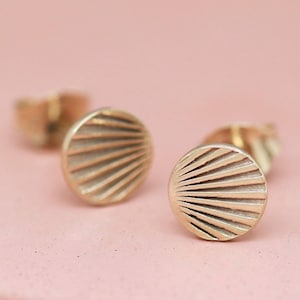 Simple Gold Studs With Art Deco Motif. Solid 9ct Gold Stud Earrings image 1