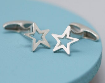 Geometric Star Silver Cufflinks - Graduation cufflinks gift for him