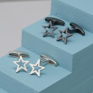 Geometric Star Silver Cufflinks Graduation cufflinks gift for him image 1