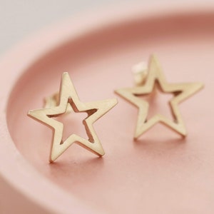 9ct Gold Celestial Jewellery Star Stud Earrings image 1