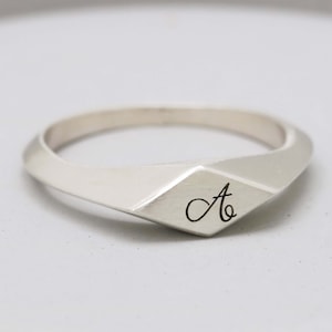 Personalised Silver Initial Signet Rings For Women