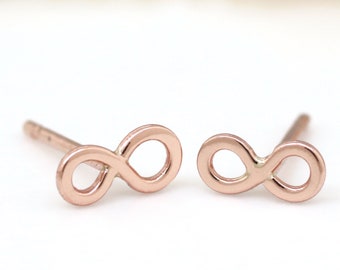 9ct Gold Tiny earrings - Infinity stud earrings