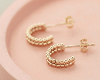 9ct Gold tiny hoop earrings - Huggie Earrings