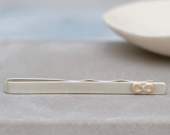 Silver And 9ct Gold Tie Clip With Infinity Symbol