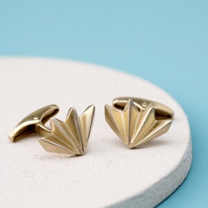 gold fan cufflinks