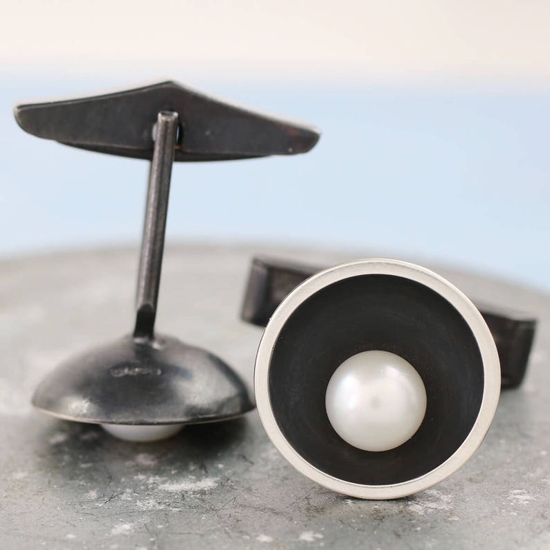 Pearl Cufflinks. 30th Anniversary Gift For Him image 8