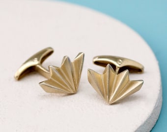 Geometric 9ct Gold Cufflinks. Fan Shape