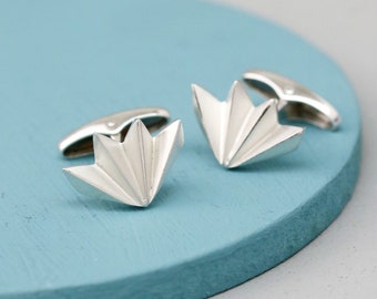 Geometric Sterling Silver Cufflinks. Fan Shape
