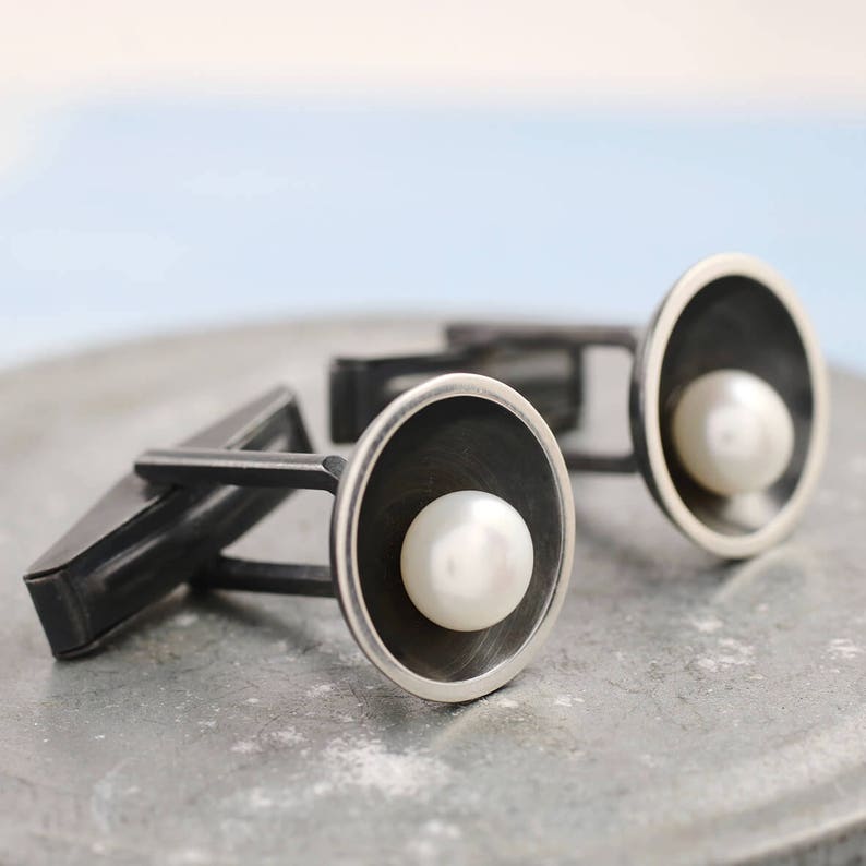 Pearl Cufflinks. 30th Anniversary Gift For Him image 5