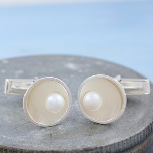 Pearl Cufflinks. 30th Anniversary Gift For Him image 7
