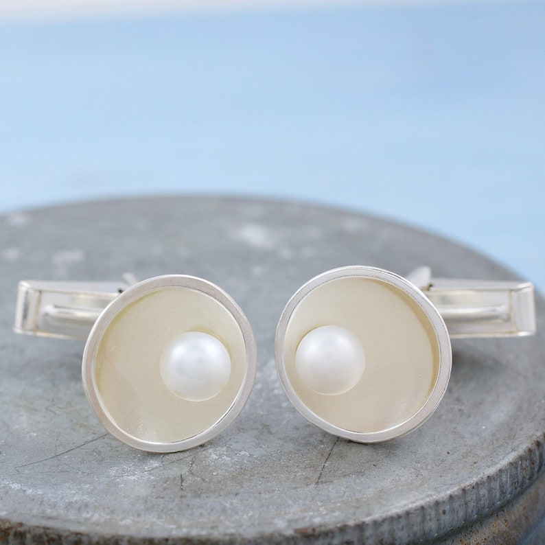 Pearl Cufflinks. 30th Anniversary Gift For Him image 7