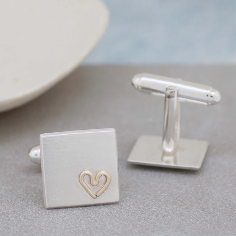 Gold Heart Cufflinks Personalised Wedding Cufflinks