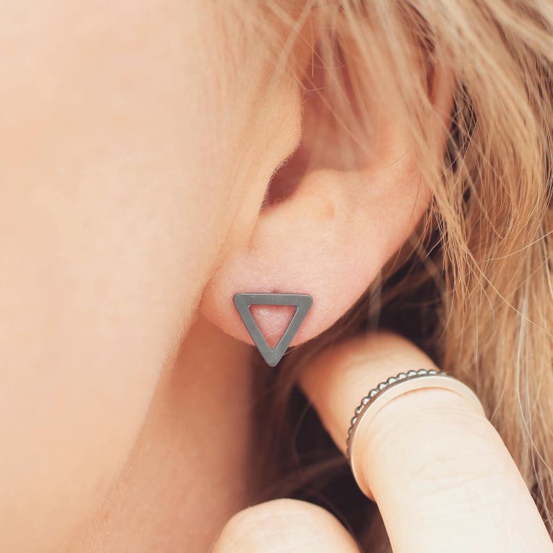 Triangle earrings Geometric studs image 8