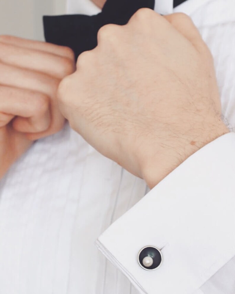 Pearl Cufflinks. 30th Anniversary Gift For Him image 7