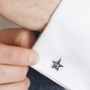 Geometric Star Silver Cufflinks Graduation cufflinks gift for him image 4