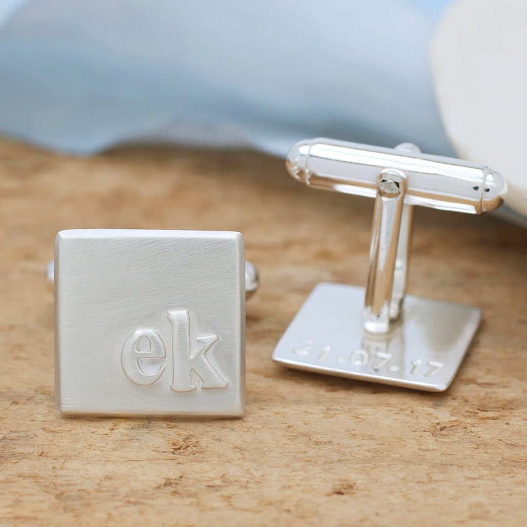 Monogram Cufflinks. Sterling Silver Initial Cufflinks - Etsy