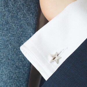 Geometric Star Silver Cufflinks Graduation cufflinks gift for him image 8