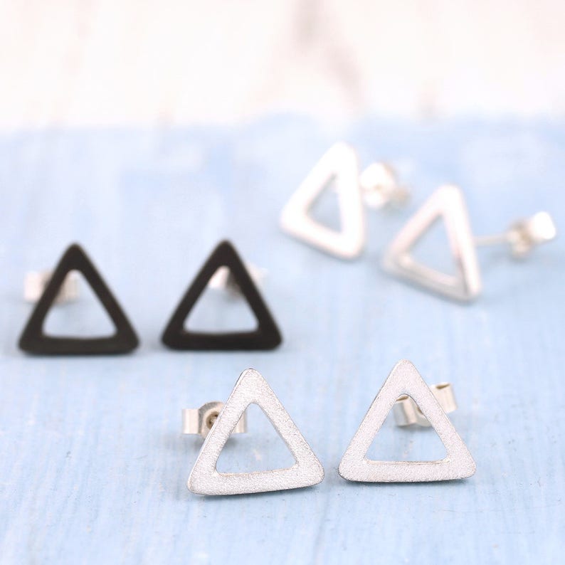 Triangle earrings Geometric studs image 2
