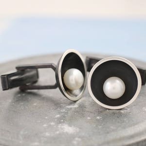 Pearl Cufflinks. 30th Anniversary Gift For Him image 4