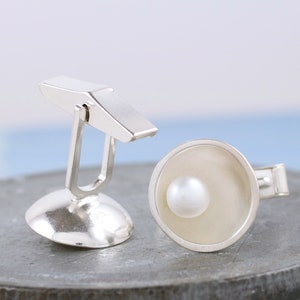 Pearl Cufflinks. 30th Anniversary Gift For Him image 4